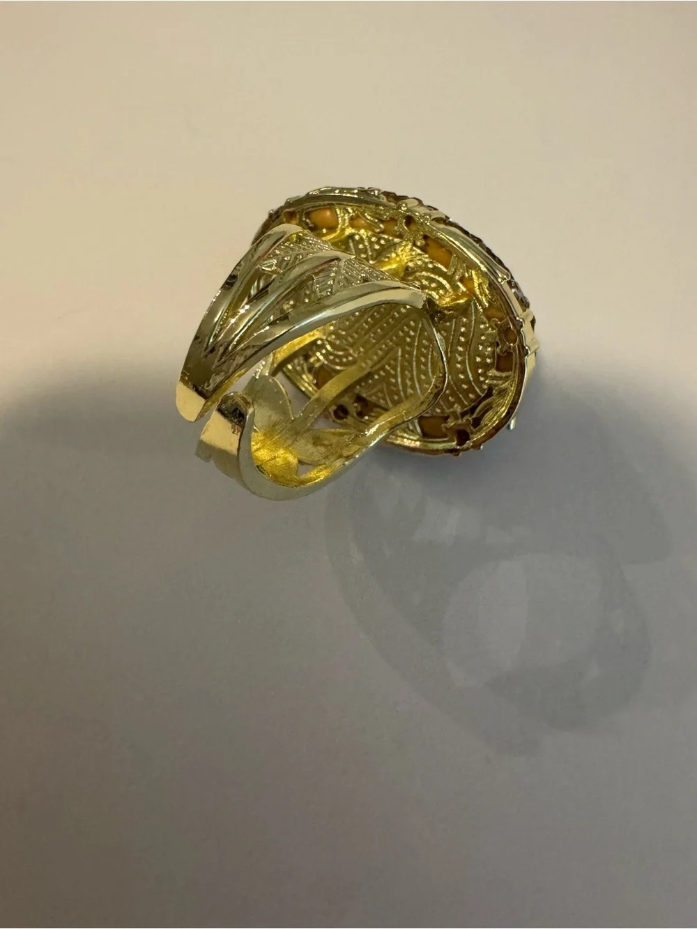 Baroque Pearl Statement Ring with Brown Crystal Pavé